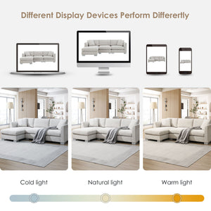 Modern Cloud Sectional Sofa L Shaped Luxury Couch Set With 2 Free Pillows 4 Seat With Oversized Chaise