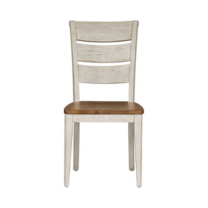 Farmhouse Reimagined - Ladder Back Side Chair - Antique White / Chestnut Tops