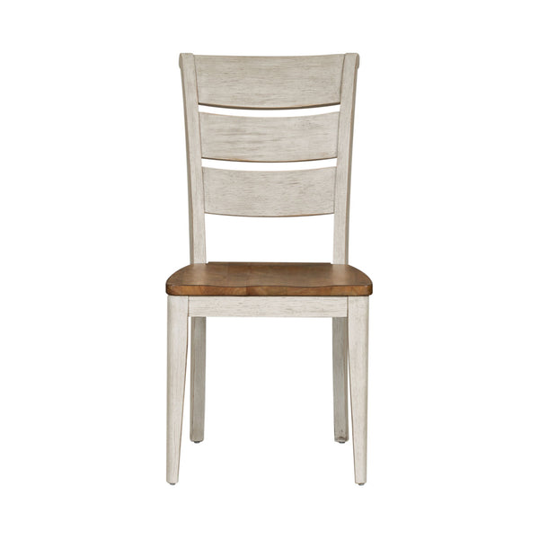 Farmhouse Reimagined - Ladder Back Side Chair - Antique White / Chestnut Tops