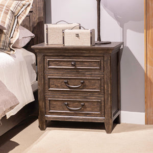Paradise Valley - Nightstand With Charging Station - Saddle Brown
