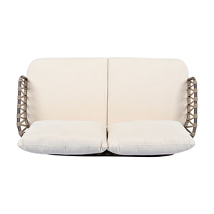 4 Piece Outdoor Patio Furniture Set, Metal Chairs With Woven Rope U Shaped Backrest