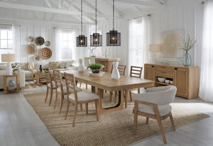 Escape - Dining Table With Extensions - Glazed Natural Oak / Black Metal Trim