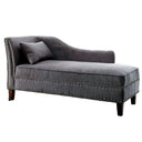 Chaise With Nailhead Trim And Plush Pillow