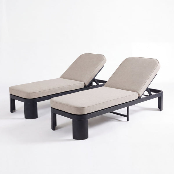 Outdoor Chaise Lounge With Cushion, 5 Position Adjustable Backrest