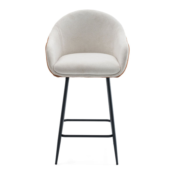 Modern Style Counter Height Bar Stools, With Comfortable Upholstery, Durable Metal Legs Ensure Stability - Brown
