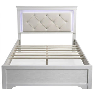 Tufted Headboard Bed With LED Lighting