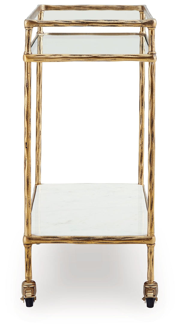 Plattfield - Bar Cart - Antique Gold Finish