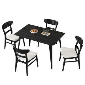 5 Piece Dining Set, 1 Table And 4 Upholstered Chairs