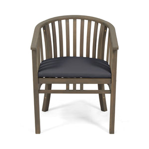 Outdoor Wooden Dining Chairs With Cushions (Set of 2)
