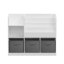 Bookcase And Bookshelf With 3 Collapsible Drawers, Multifunctional Display Stand