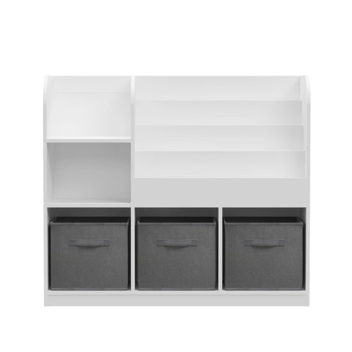 Bookcase And Bookshelf With 3 Collapsible Drawers, Multifunctional Display Stand