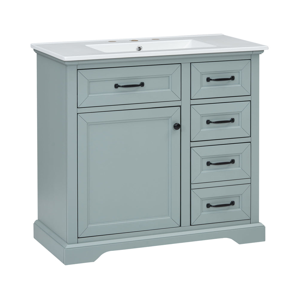 Bathroom Vanity With Sink, 2 Tip Out Drawers, Soft Close Hinges - Gray
