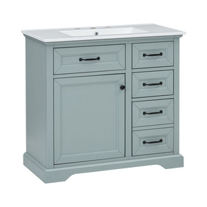 Bathroom Vanity With Sink, 2 Tip Out Drawers, Soft Close Hinges - Gray