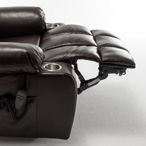 Lift Chair With Heat & Massage, 2 Pockets, 2 Cup Holders, Dual Remote - Wine Red