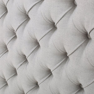 Queen Size Headboard With Button Tufting - Light Gray