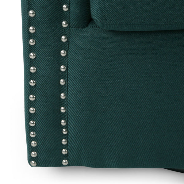 Modern Upholstered Swivel Club Chair With Nailhead Trim
