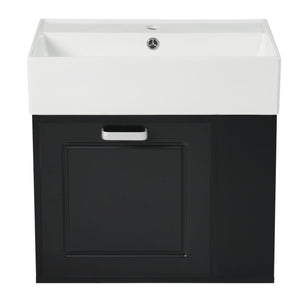 Modern Wall Mounted Bathroom Vanity With Sink, Soft Close Drawer, Adjustable Shelf, Toilet Paper Holder