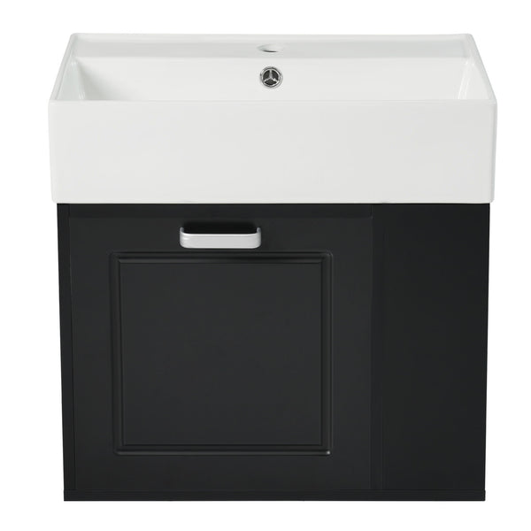 Modern Wall Mounted Bathroom Vanity With Sink, Soft Close Drawer, Adjustable Shelf, Toilet Paper Holder