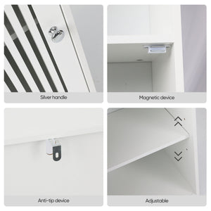 Louvered Door Bathroom Low Cabinet With Multi Layer Storage - White