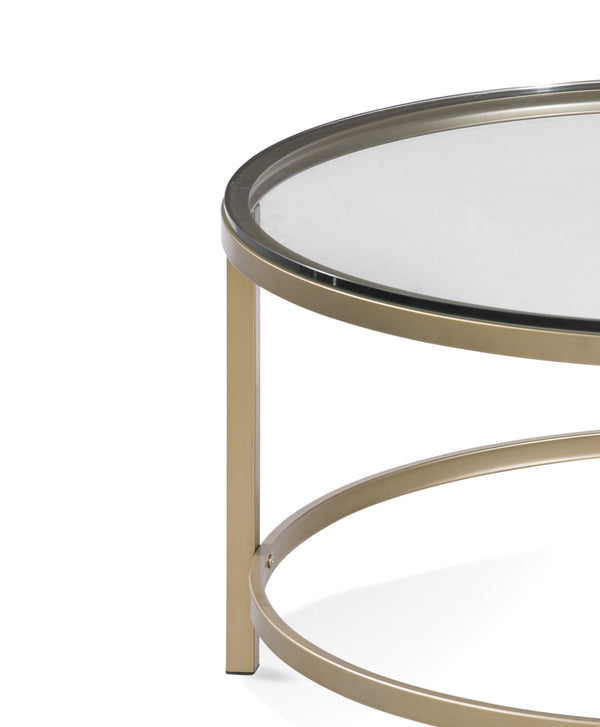Anderson - Round Cocktail Table With Ottoman - Antique Gold