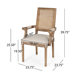Upholstered Dining Chair With Cane Backrest