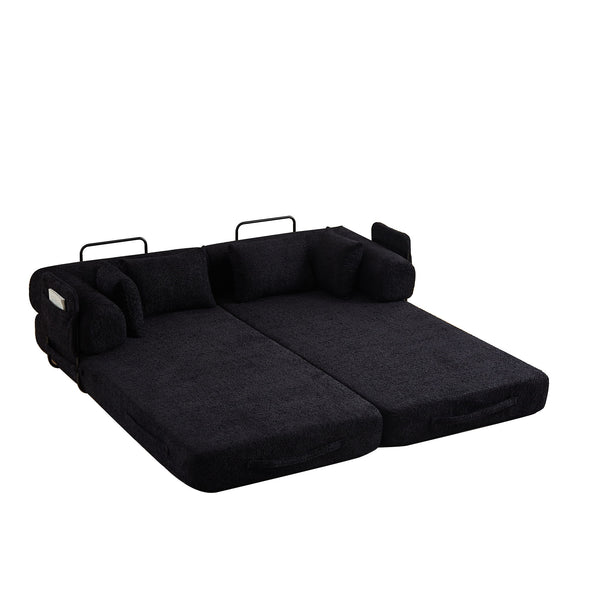 Convertible Sleeper Sofa Bed With Cylindrical Pillow