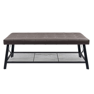 Upholstered Coffee Table With Rack - Dark Brown