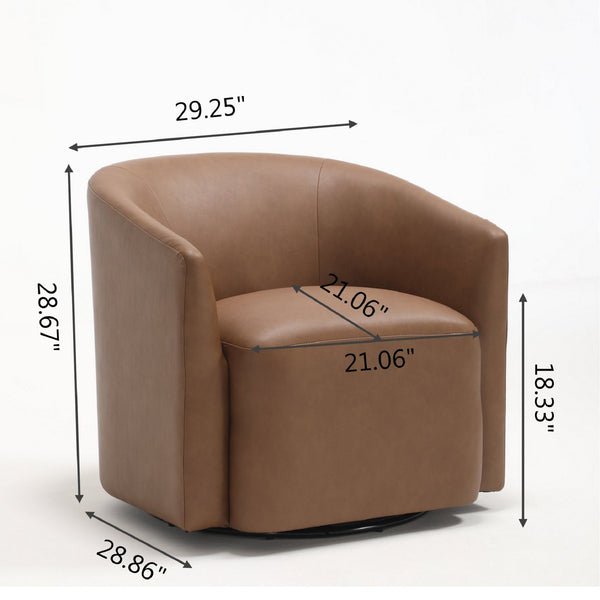 Swivel Barrel Accent Chair For Living Room - Antique Brown