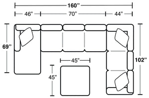 Royce - Sectional With Cocktail Ottoman
