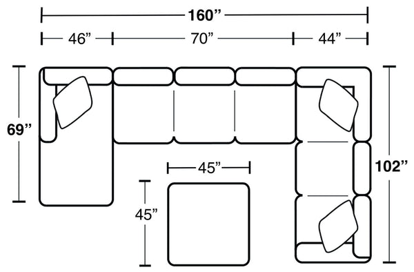 Royce - Sectional With Cocktail Ottoman