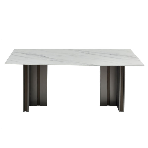 Rectangular Dining Table - Gray / White