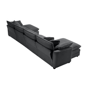 Modular Oversized Cushion Sofa With Ottoman, Low Back, Deep Seating Sofa Set