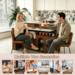 Kitchen Island With Extendable & Rotating Table