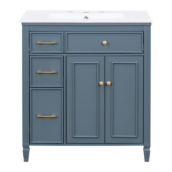 Freestanding Bathroom Vanity With Sink, Soft Close Door, Tip Out Drawer