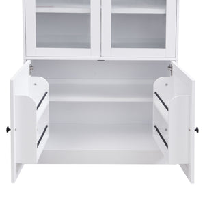 Tall Arched Top Storage Cabinet With 5 Tier Shelves, Soft Close Hinges