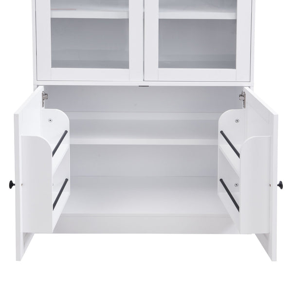 Tall Arched Top Storage Cabinet With 5 Tier Shelves, Soft Close Hinges