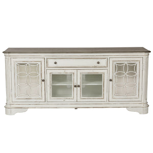 Magnolia Manor - Entertainment TV Stand (Glass Doors) - Antique White