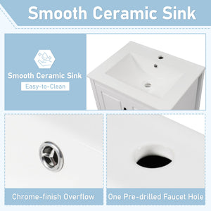 Freestanding Bathroom Vanity With Sink, Soft Closing Cabinet And Drawers - White