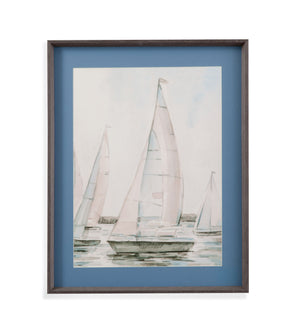 Sail Scribble I Framed Print - Blue