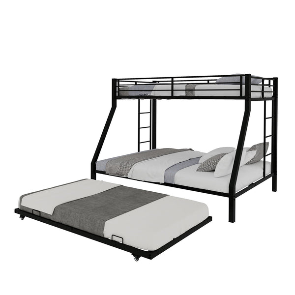 Bunk Bed For Kids, Convertible Frame With Ladders & Guardrail