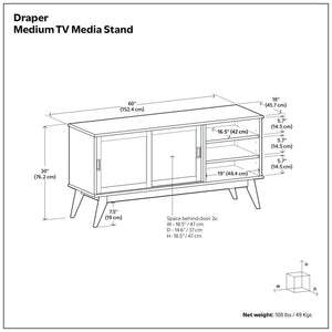 Draper - Handcrafted Mid Century Low TV Media Stand