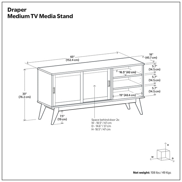 Draper - Handcrafted Mid Century Low TV Media Stand