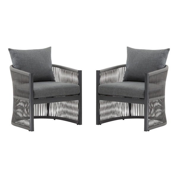 Modern Curved Aluminum Lounge Chair With Stylish Rope Weave Design And Cushioned Comfort For Outdoor
