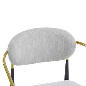 Upholstered Accent Armchair With Tapered Legs - Beige / Black / Gold