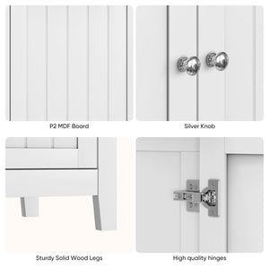 Double Door Storage Cabinet With Knobs - White