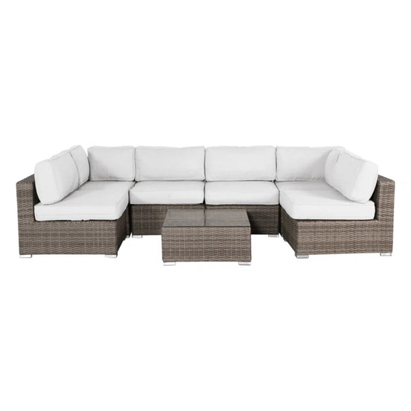 Seating Set With Cushions Handcrafted Wicker Design