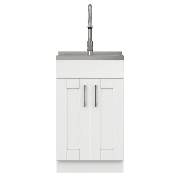 Modern Shaker All-In-One Laundry Utility Sink And Cabinet With Pull-Out Faucet