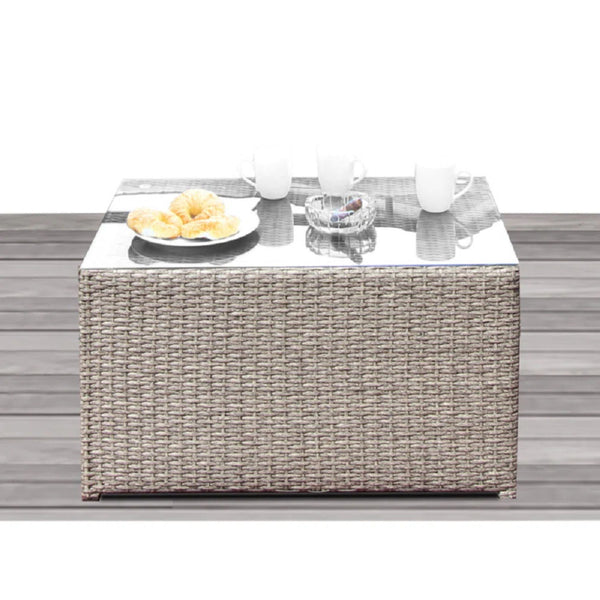 Outdoor 7 Person Conversation Set With Cushions, All Weather - Gray Mix