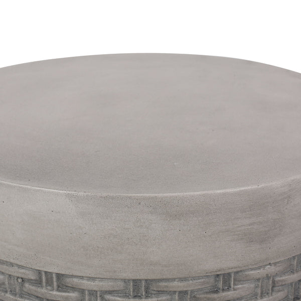 Outdoor Lightweight End Table Round Concrete Outdoor Side Table - Natural