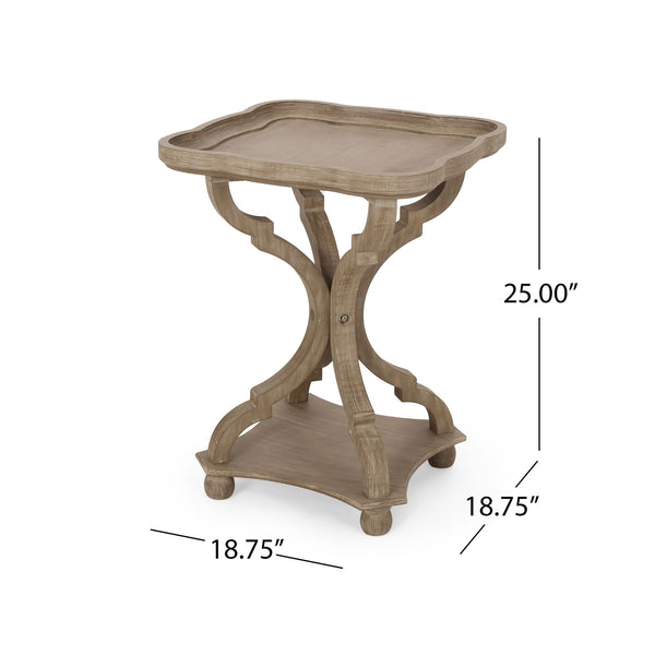 French Country Accent Table With Hourglass Design - Natural